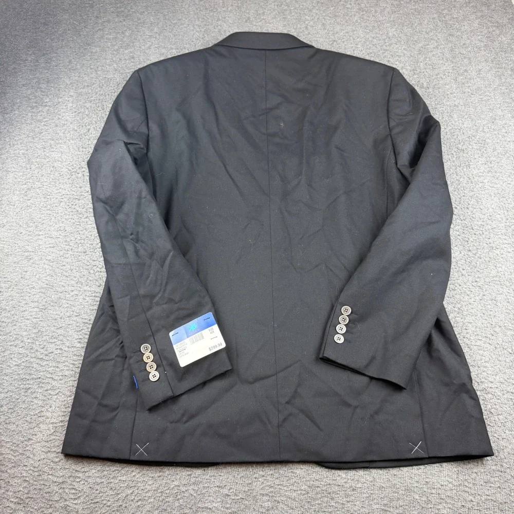 Egara Sport Coat Men's 46R Black Slim Fit 100% Wool 2 Button Blazer 10F1J00032